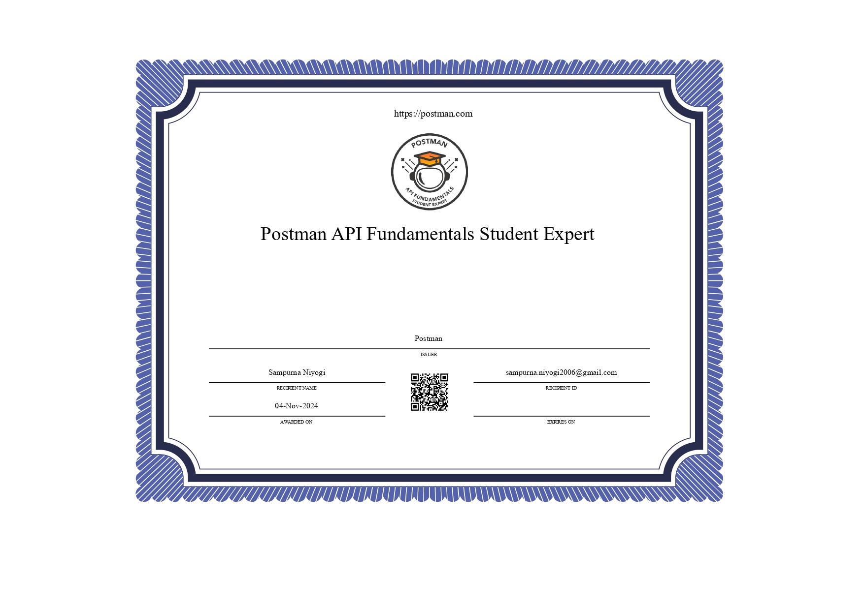 Postman API Certificate